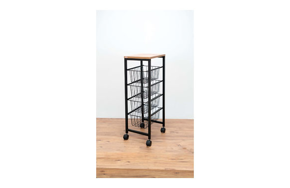 VERDULERO 4 CESTAS SOBRE MADERA NEGRO