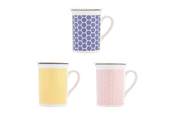 MUG INFUSION PORCELANA CON FILTRO Y TAPA 33 CL - COLORS SURTIDO