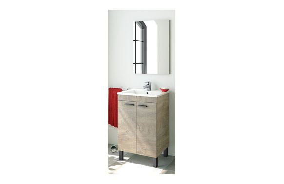 MUEBLE BAÑO 50 CM + ESPEJO ROBLE 80 X 50 X 40 CM