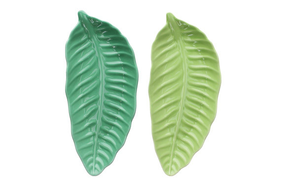 PLATO APERITIVO STONEWARE HOJA VERDE 28 X 12 CM - SURTIDO