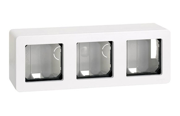 CAJA SUPERFICIE CON MARCO 3 ELEMENTOS BLANCO SERIE 27