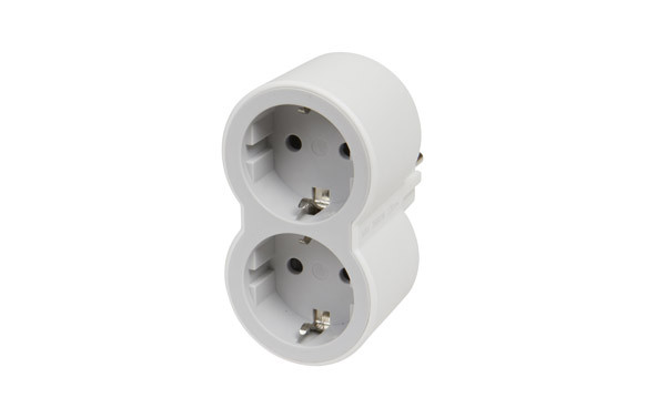 ADAPTADOR FRONTAL DOBLE 10/16A ENTRADA HORIZONTAL BLANCO/GRIS