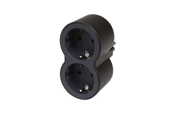 ADAPTADOR FRONTAL DOBLE 10/16A ENTRADA HORIZONTAL NEGRO