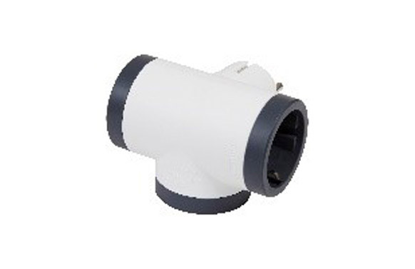 ADAPTADOR LATERAL TRIPLE 10/16A BLANCO/GRIS OSCURO