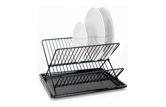 ESCURREPLATOS PLEGABLE NEGRO 36 X 32 X 21,5 CM