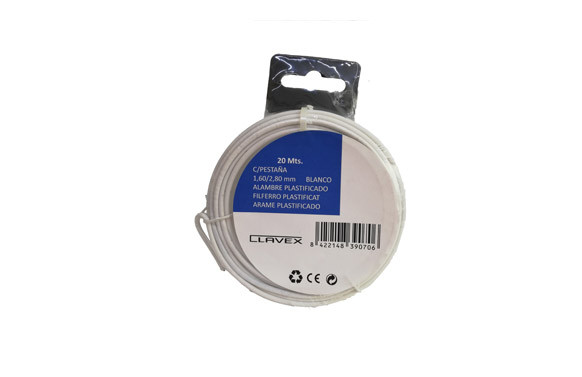 ALAMBRE PLASTIFICADO EN ROLLO CON PESTAÑA 1,6/2,8MM X 50M BLANCO
