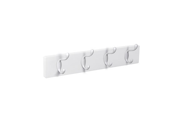 PERCHA PARED MADERA BLANCA 4 GANCHOS BLANCOS