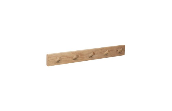 PERCHA PARED MADERA NATURAL 5 POMOS INCLINADOS NATURAL