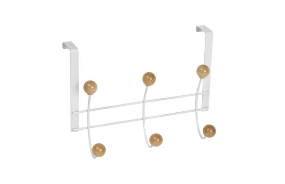 PERCHA SOBREPUERTA BLANCA 6 BOLAS HAYA NATURAL