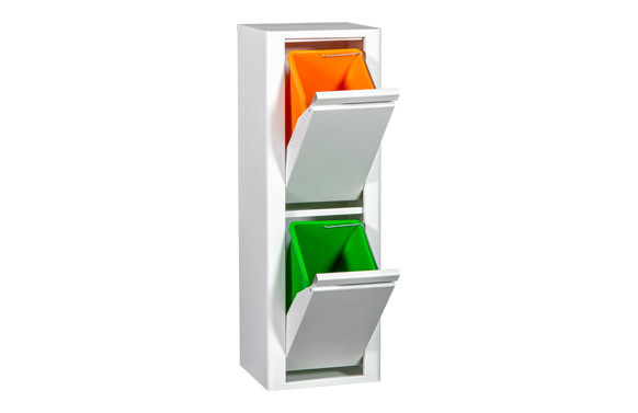 CONTENEDOR BASURA SELECTIVO BLANCO MATE 2 COMPARTIMIENTOS