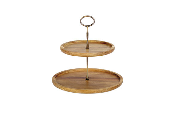 BANDEJA ACACIA 2 NIVELES Ø 26,5 X 26 CM