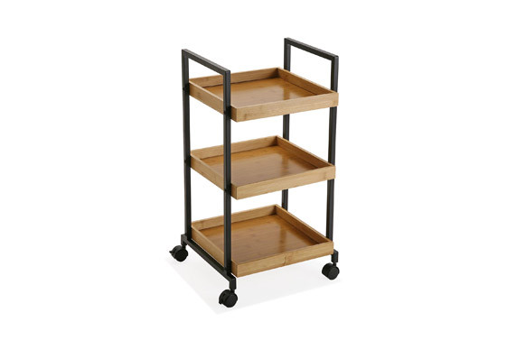 CARRITO MULTIUSOS 3 ESTANTERIAS BAMBU 37,5 X 34 X 70 CM