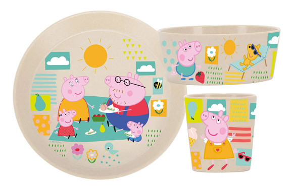 VAJILLA INFANTIL SET 3 PZAS PEPA PIG