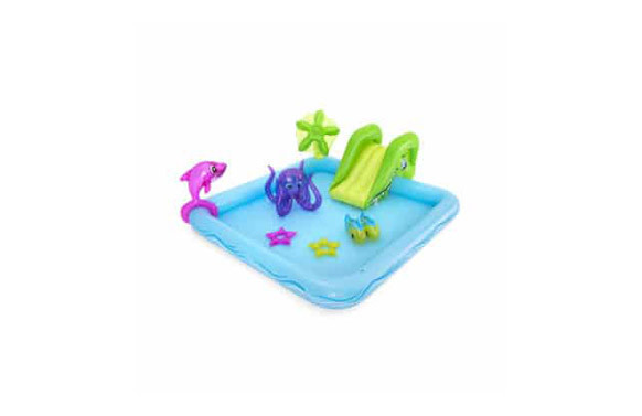 PISCINA ACUARIO CENTRO JUEGOS CON TOBOGAN 239 X 206 X 86 CM