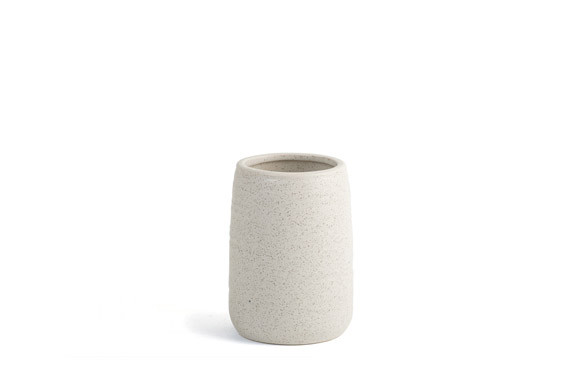 VASO PORTACEPILLO RILIEVO BLANCO CREMA