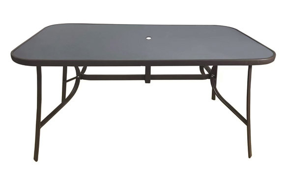 MESA RECTANGULAR ACERO CRISTAL BASIC 150 X 90 CM