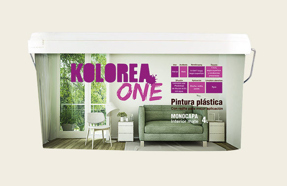 PINTURA PLASTICA INTERIOR MONOCAPA ONE 4L BLANCO ALGODON