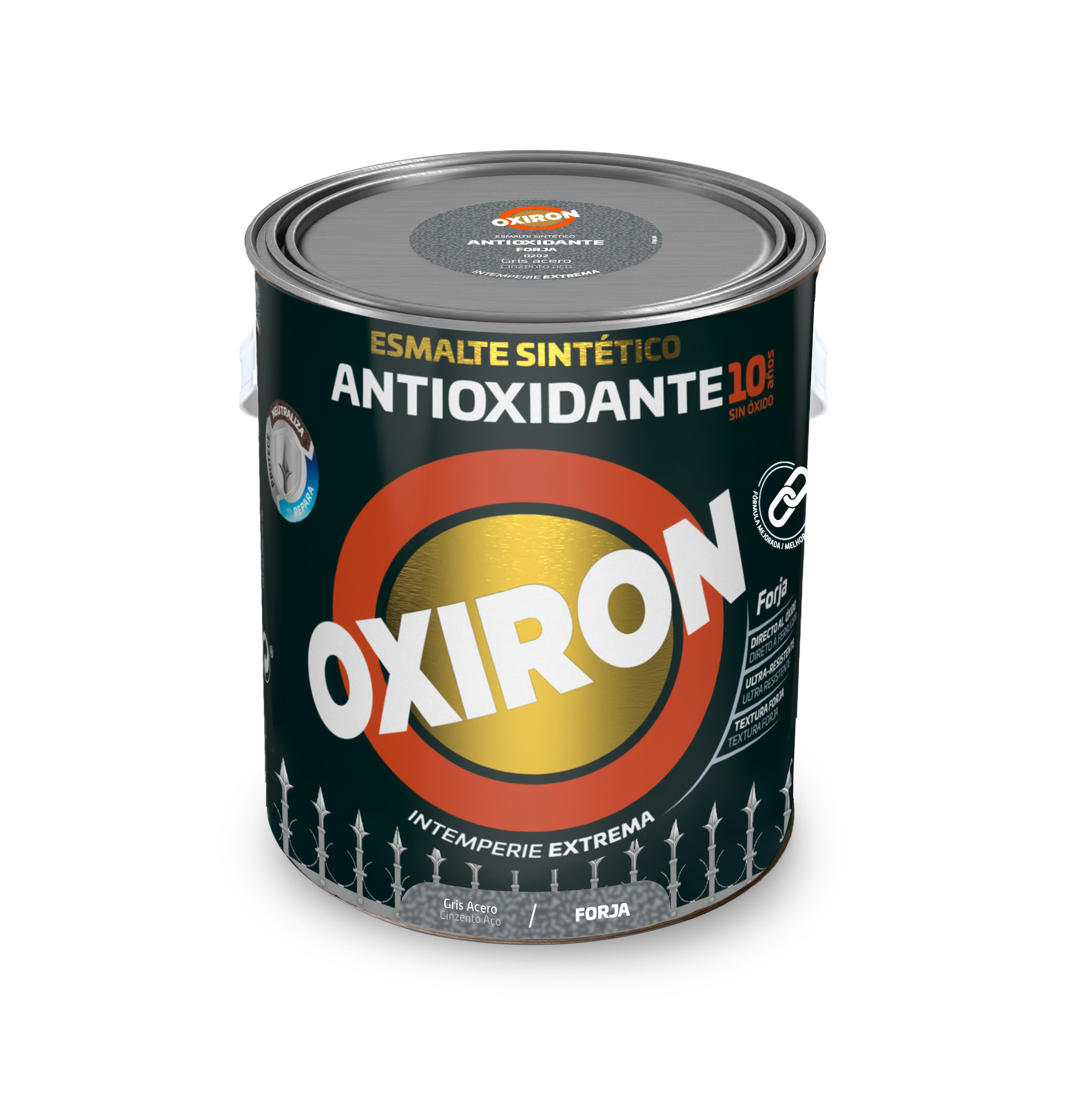 ESMALTE ANTIOXIDANTE OXIRON FORJA 4 L GRIS ACERO