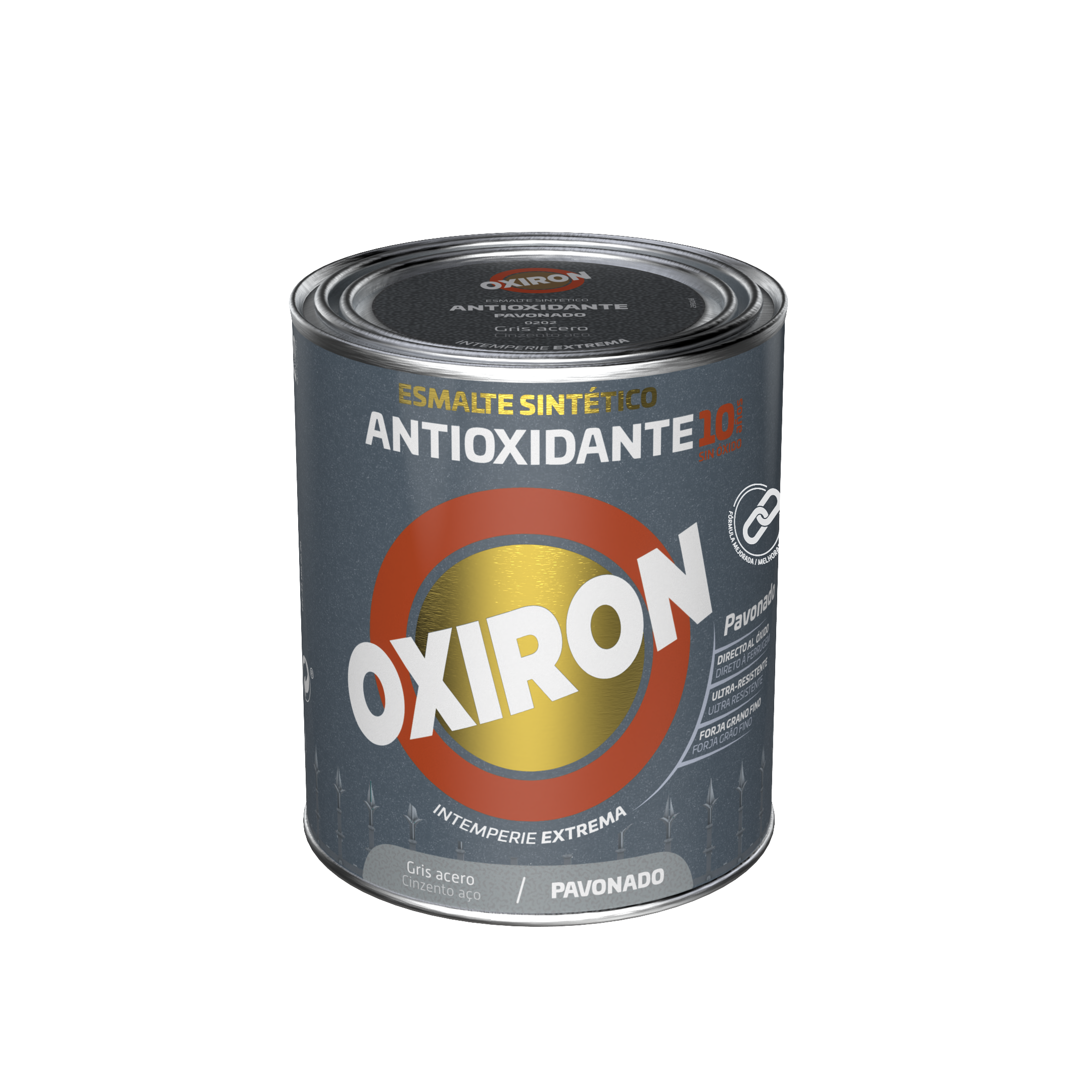 ESMALTE ANTIOXIDANTE OXIRON PAVONADO 750 ML GRIS ACERO