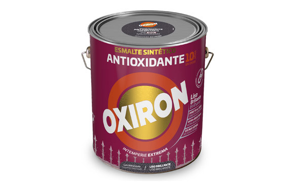 ESMALTE ANTIOXIDANTE OXIRON LISO BRILLO 4 L GRIS METALIZADO