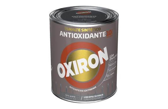 ESMALTE ANTIOXIDANTE OXIRON LISO EFECTO FORJA 750 ML GRIS ACERO