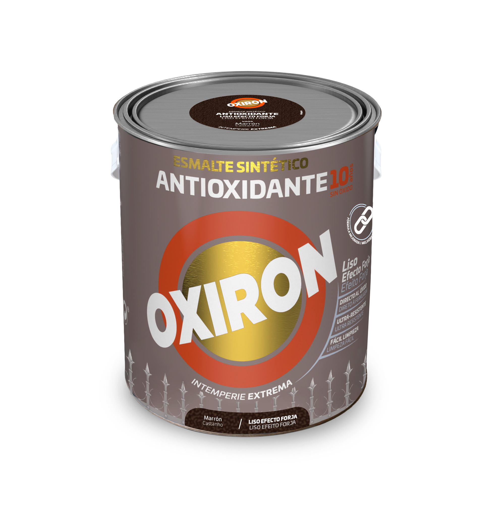 ESMALTE ANTIOXIDANTE OXIRON LISO EFECTO FORJA 4 L MARRON