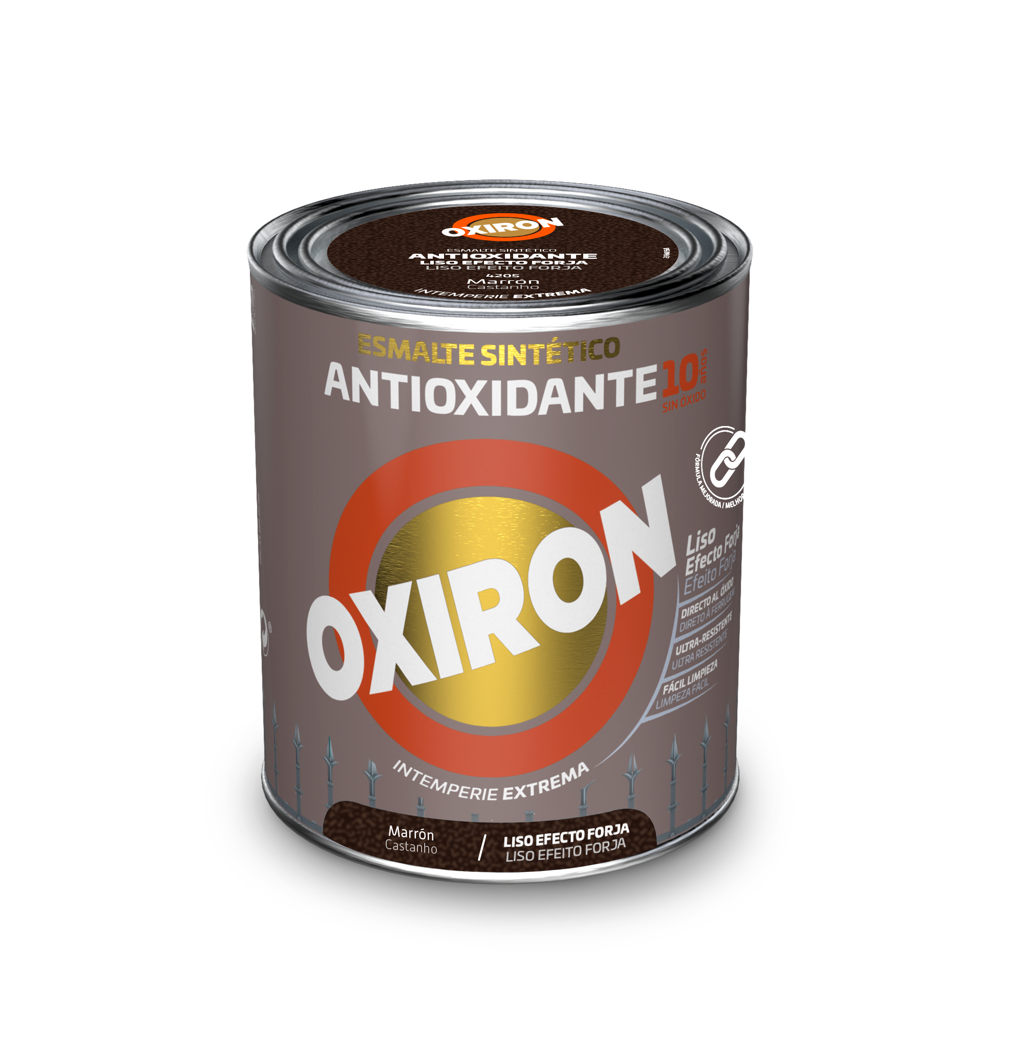 ESMALTE ANTIOXIDANTE OXIRON LISO EFECTO FORJA 750 ML MARRON