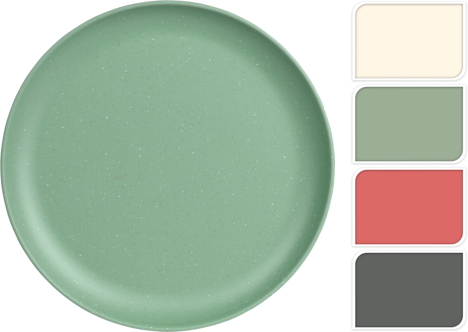 PLATO MELAMINA SURTIDO MATE GRIS, VERDE, CORAL Y C POSTRE 21 CM