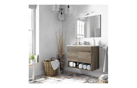 MUEBLE BAÑO SUSPENDIDO 2 PUERTAS 80 CM + ESPEJO COTTON 64 X 80 X 45 CM