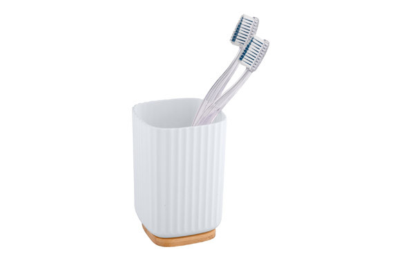 VASO PORTACEPILLO DE DIENTES BLANCO BAMBU SERIE ROTELLO