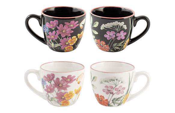TAZA NEW BONE CHINA CAROLINE MIX BLANCO NEGRO 8 CL CAFE SURTIDO