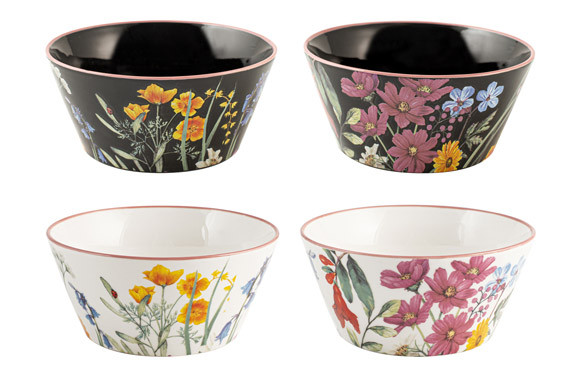 BOL NEW BONE CHINA CAROLINE MIX BLANCO NEGRO 14 CM SURTIDO