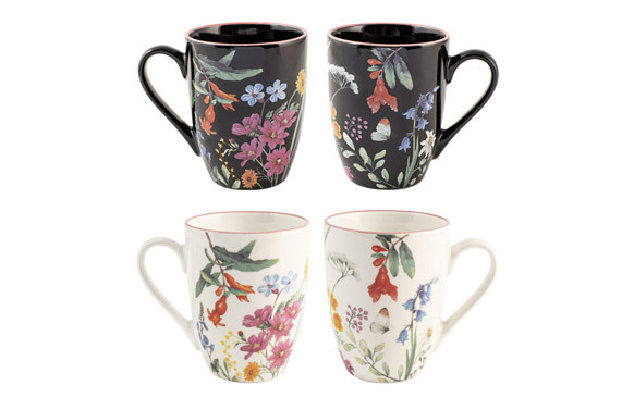MUG NEW BONE CHINA CAROLINE MIX BLANCO NEGRO 34 CL SURTIDO
