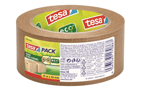 CINTA EMBALAR ECOLOGICA ULTRA STRONG PAPEL REFORZADO 25 M X 50 MM
