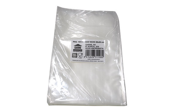BOLSA ENVASAR VACIO (PAQ 100 UDS) 20 X 30 CM