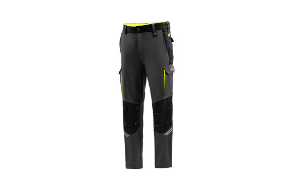 PANTALON TECNICO 240 GR GRIS / AMARILLO FLUOR TALLA XXL