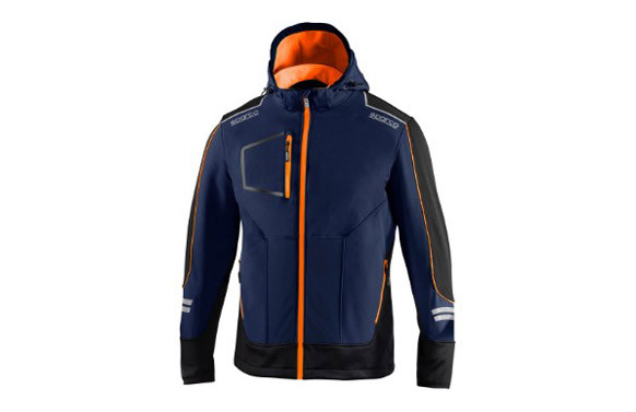 CHAQUETA TECH SOFTSHELL AZUL / NARANJA FLUOR TALLA L