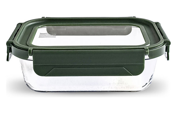 CONTENEDOR VIDRIO RECTANGULAR 640 ML TAPA VIDRIO