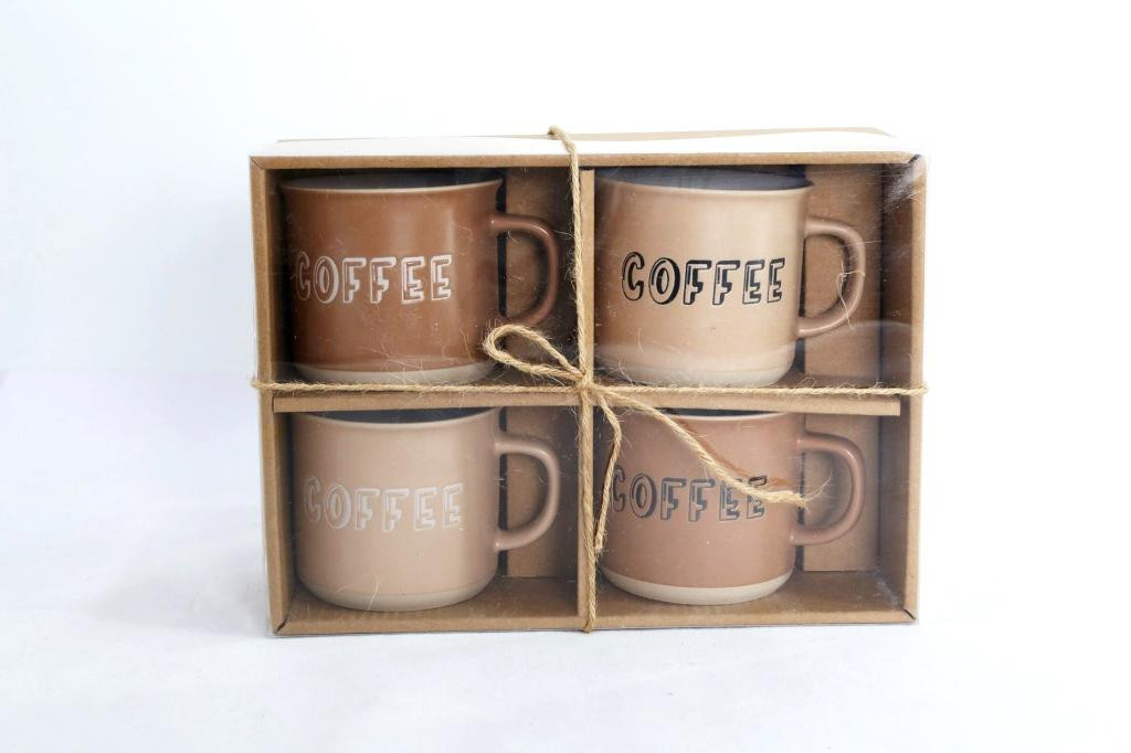 MUG GRES SET 4 UDS 28,5 CL MARRON