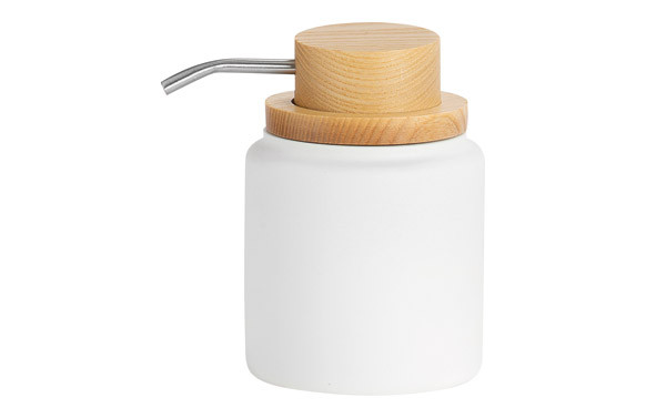 DISPENSADOR POLI MADERA FRESNO BLANCO Ø 9 X 13 CM