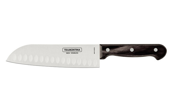 CUCHILLO SANTOKU POLYWOOD CASTAÑO 18CM
