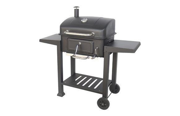 BARBACOA CARBON CON TAPA Y DOS MESAS AUXILIARES 121,5 X 62 X 104 CM