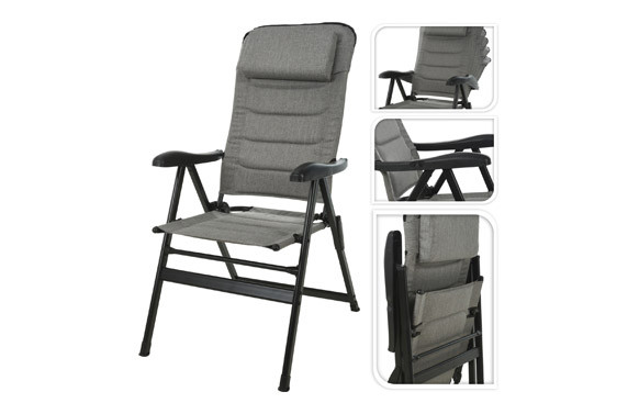 SILLA CAMPING PLEGABLE GRIS 76 X 57 X 118 CM