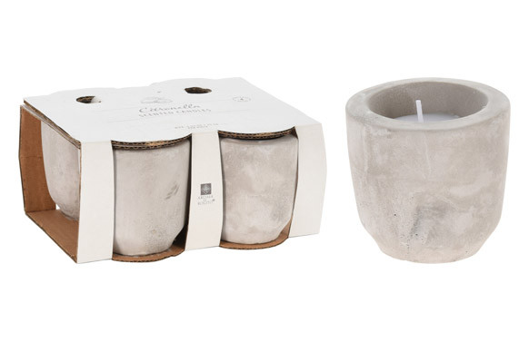 VELAS DE CITRONELA MACETA CEMENTO 4 UNIDADES 57 X Ø 55 MM