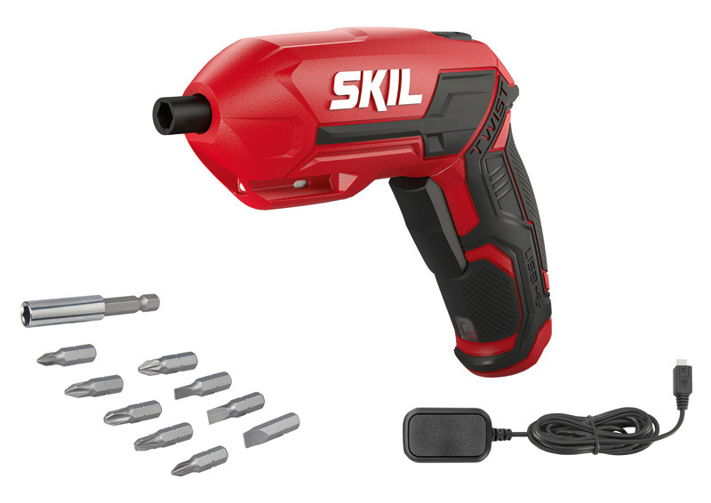 Atornillador profesional a batería Skil 2710AA con puntas y cargador micro USB