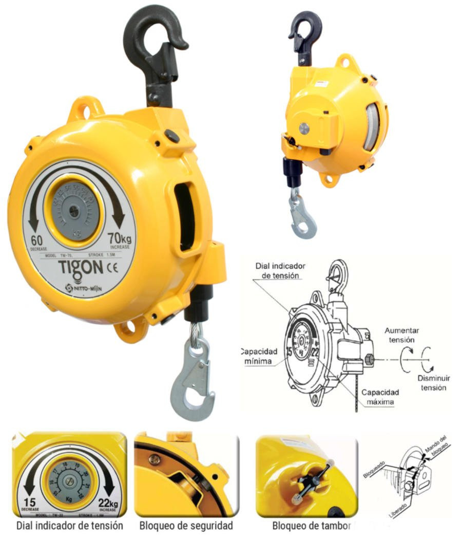 Equilibrador de carga 60-70 kg MI-TWL70 con 2,10 metros de cable