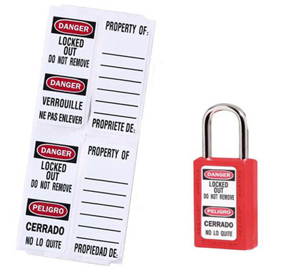 Etiquetas bilingües Master Lock para candados S141