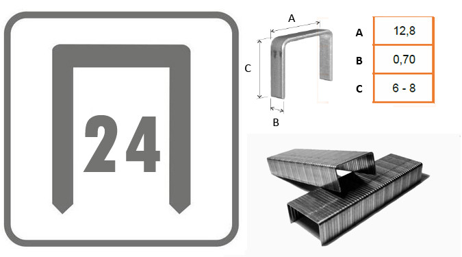 Grapas Tipo 24 para grapadoras de oficina