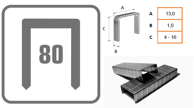 Grapas para grapadora manual tipo 80