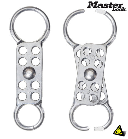 tenaza de bloqueo dobre para dos medidas diferentes, posibilidad de cierre hasta con 8 candados. Master lock 429